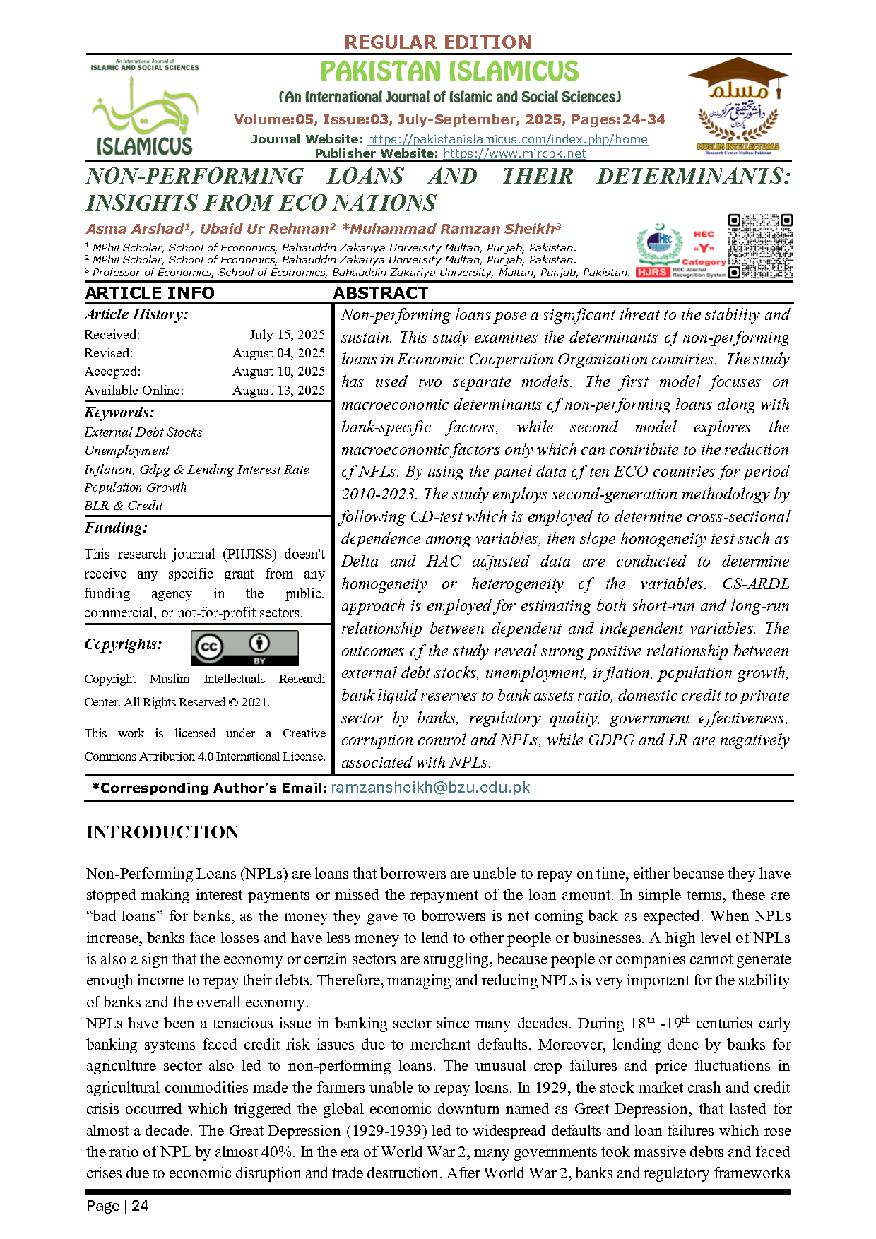 04 Eng Final PAKISTAN ISLAMICUS July September 2025 Vol 05 Issue 03 RE Citation Page