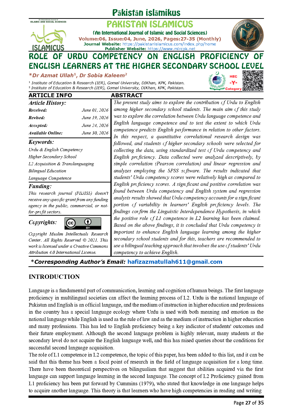 04 English Final Monthly June 2026 Vol 06 Issue 04 PIIJISS Citation Page
